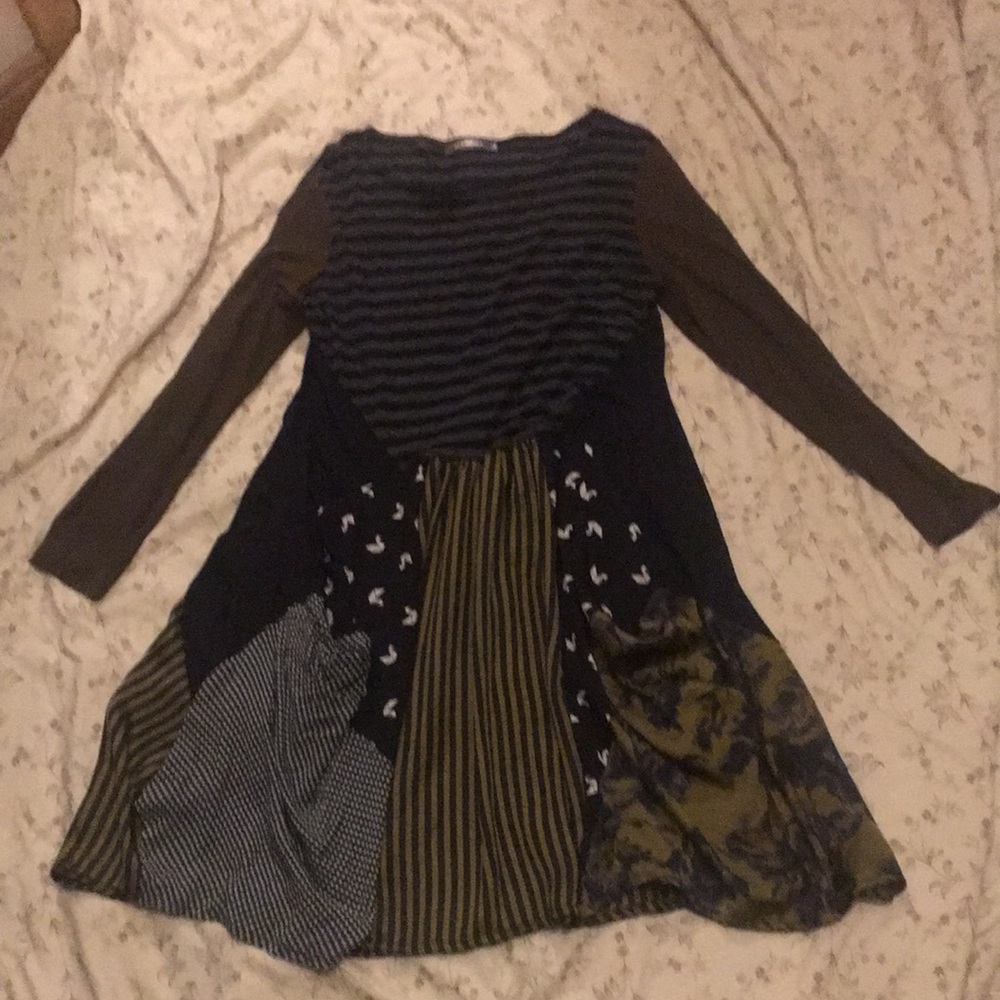 Striped and Patterned Midi Dress